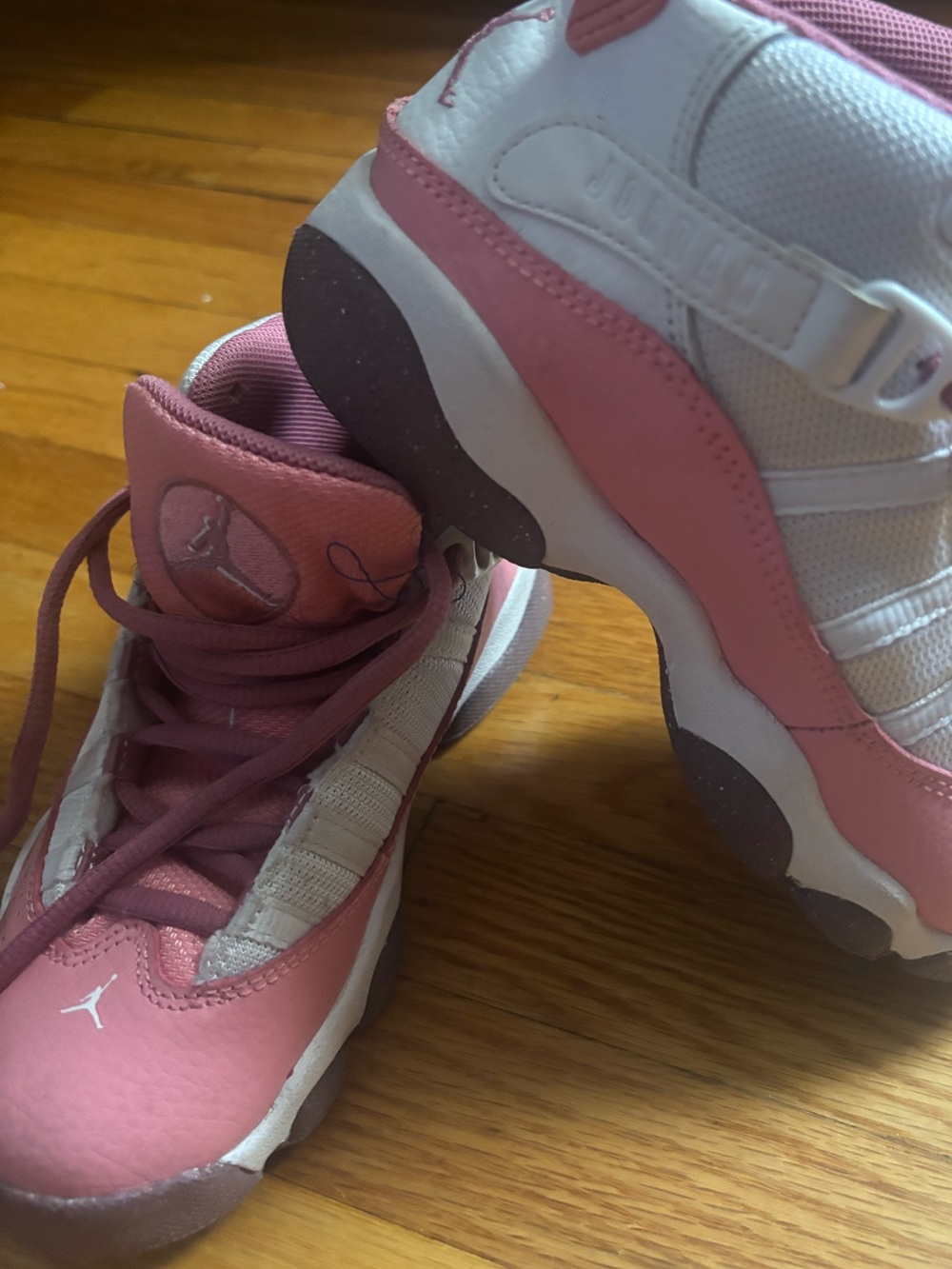 Jordan Pink and White Retro Low-Top Sneakers 🔥